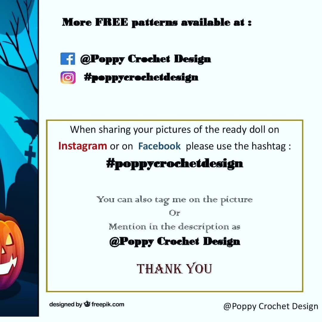 Crochet Witch Doll with Red Hair and Black Hat