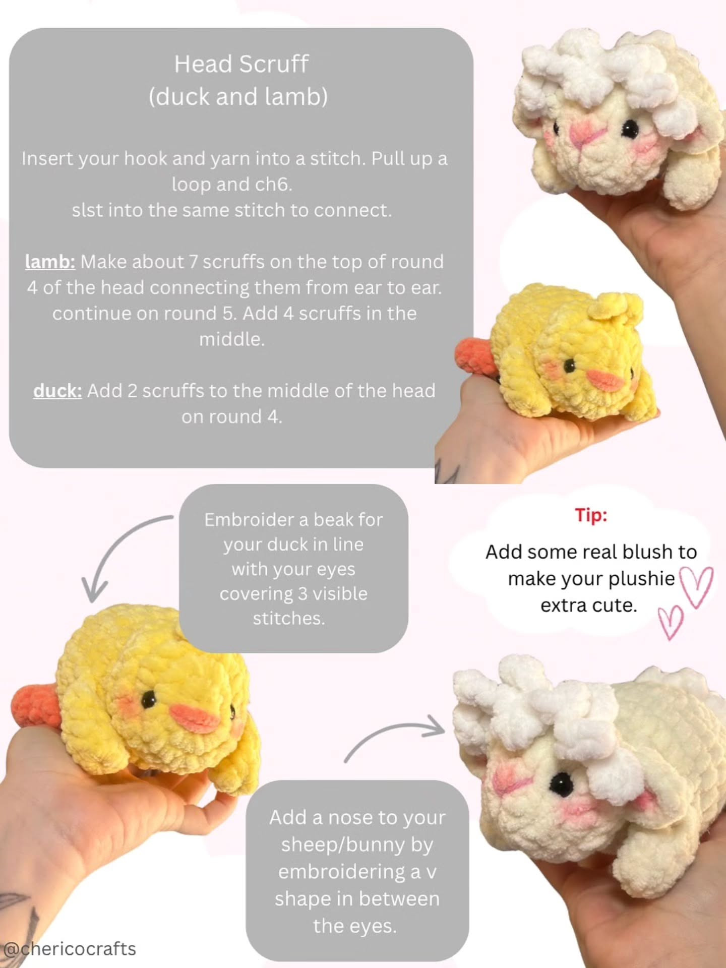 Cute 3-in-1 Crochet Animals Free Pattern for Beginners