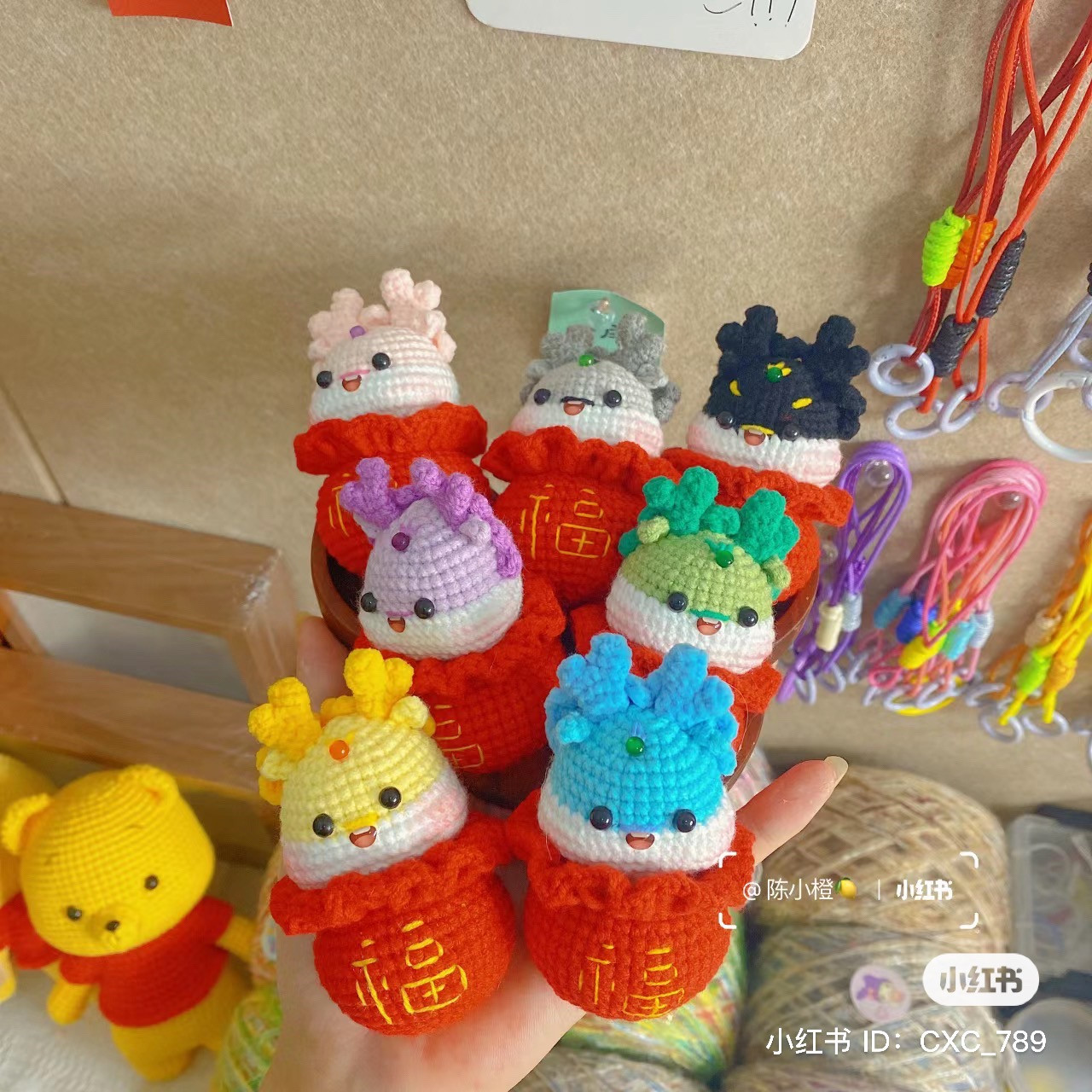 Cute Amigurumi Axolotl in a Lucky Red Pouch