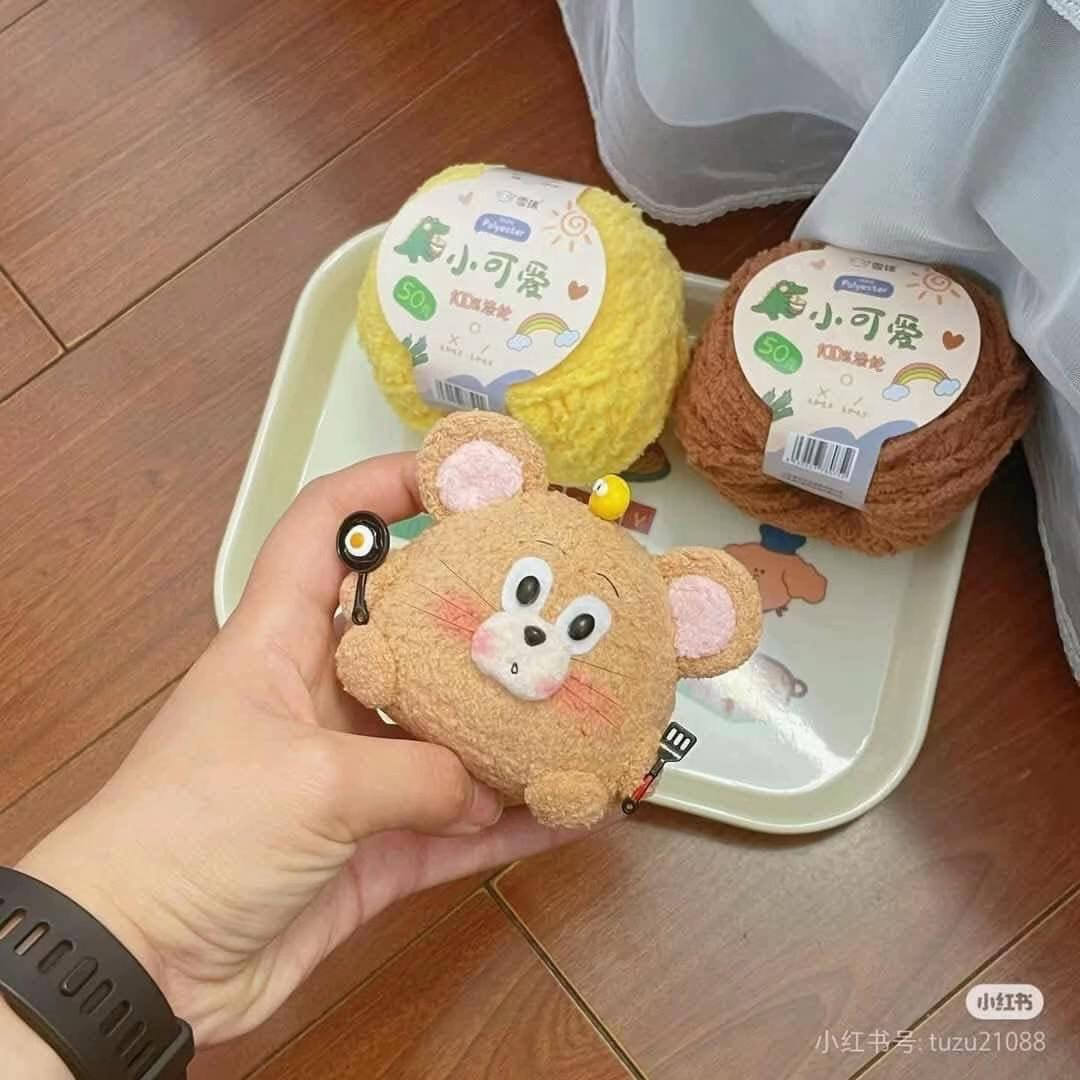 Cute Animal Crochet Pouches with Colorful Yarn Balls