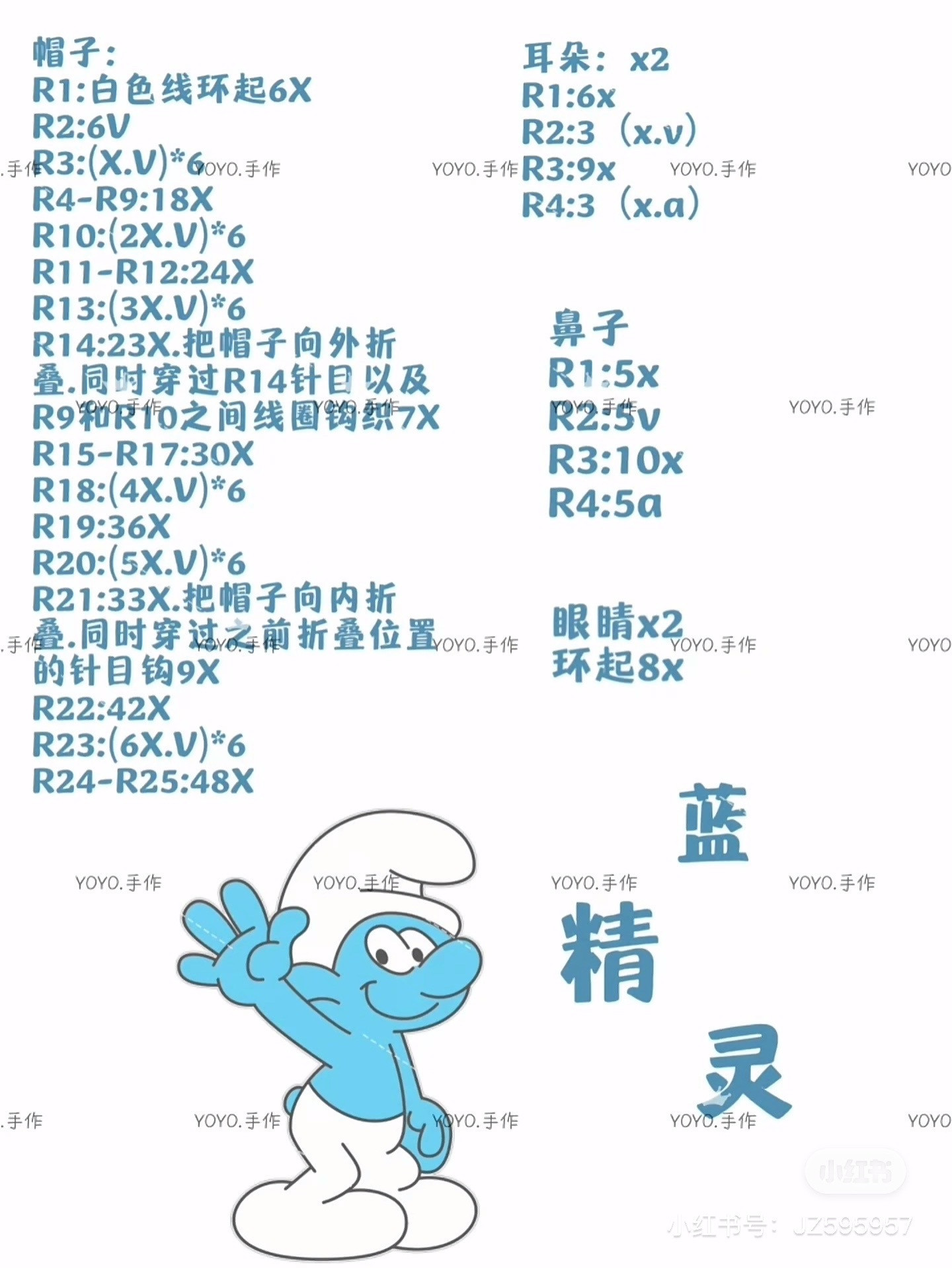 Cute Blue and White Crocheted Bird Pattern