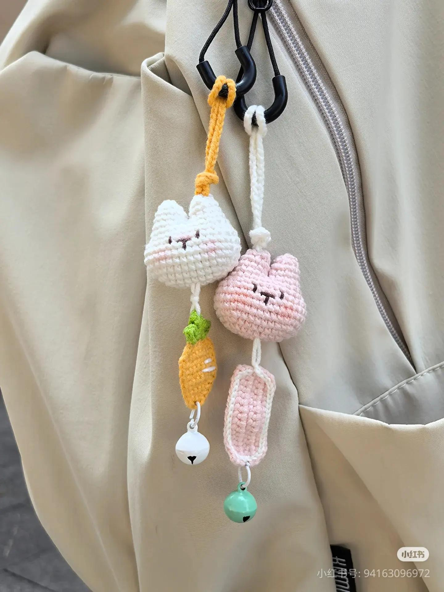 Cute Bunny and Carrot Crochet Hanging Charms Pattern