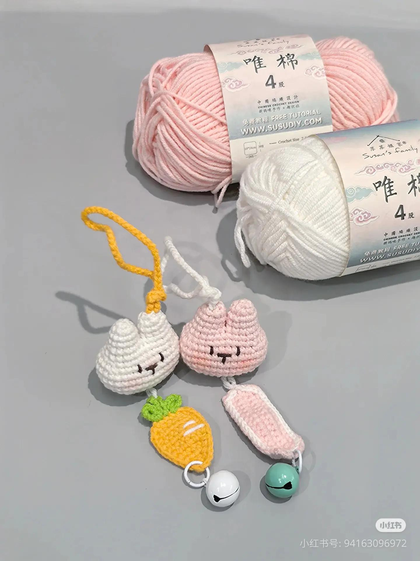 Cute Bunny and Carrot Crochet Hanging Charms Pattern