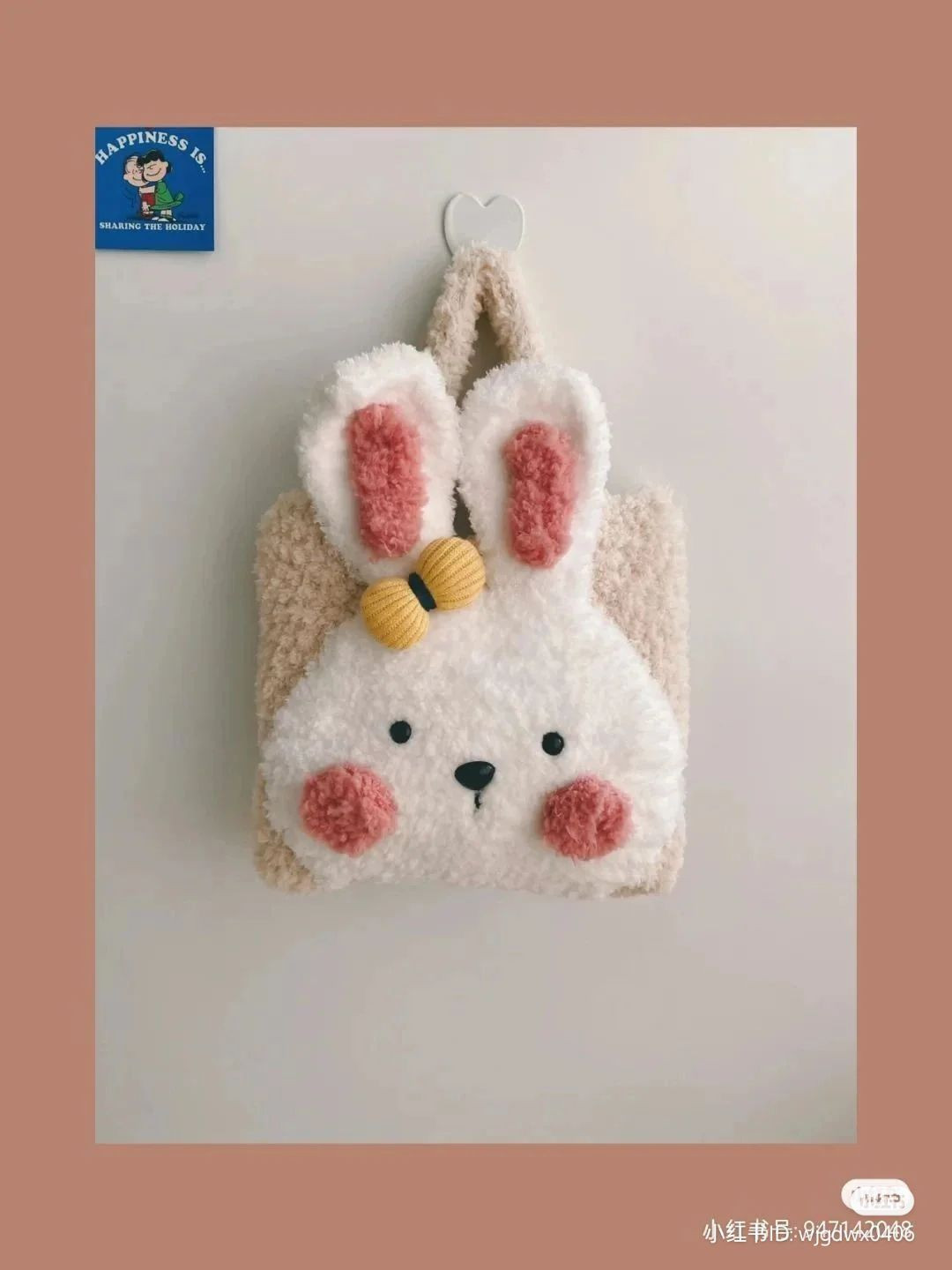 Cute Bunny Crochet Handbag with Pink Ears and Bow