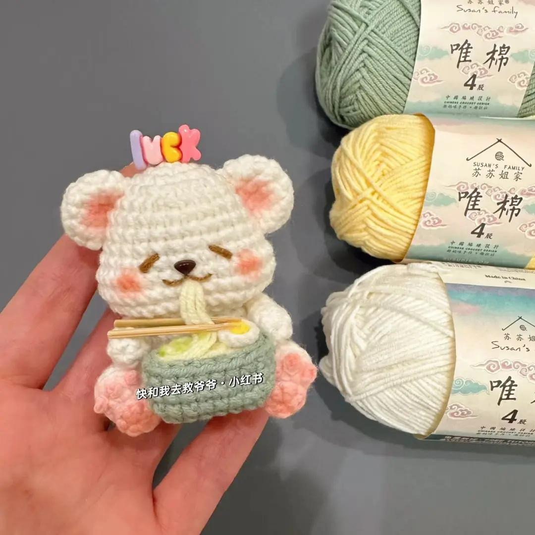 Cute Crochet Bear Enjoying a Bowl of Ramen