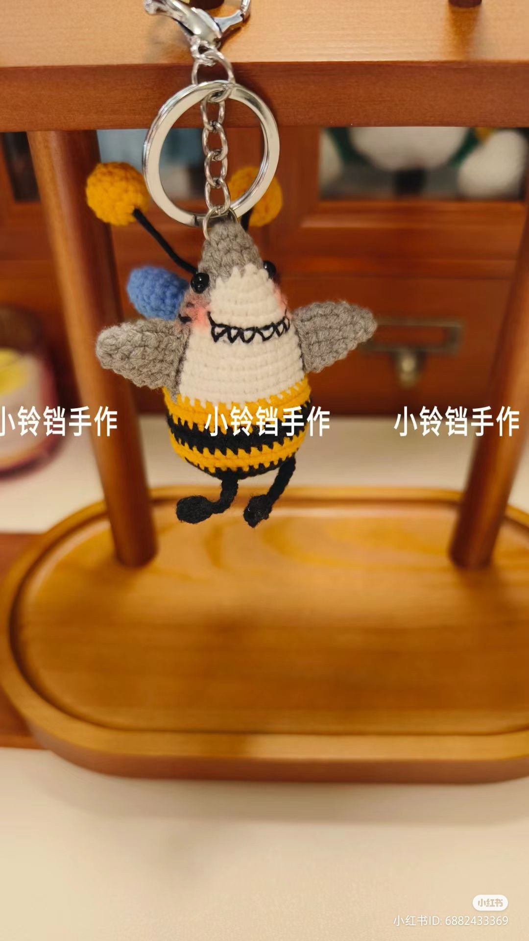 Cute Crochet Bee and Shark Keychain Amigurumi Pattern