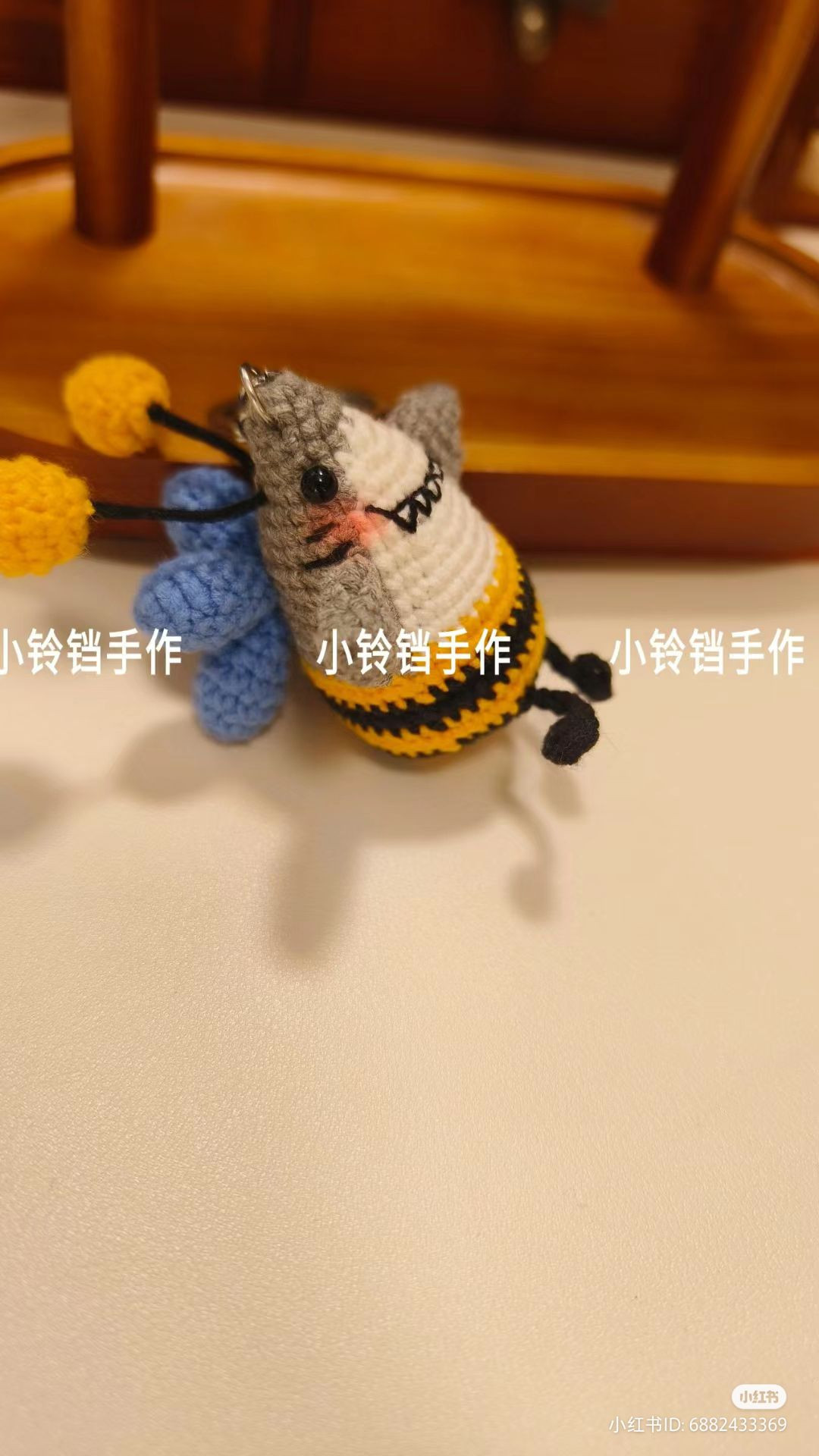 Cute Crochet Bee and Shark Keychain Amigurumi Pattern