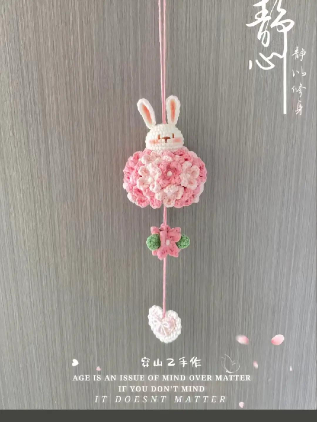 Cute Crochet Bunny and Flower Hanging Decoration Pattern