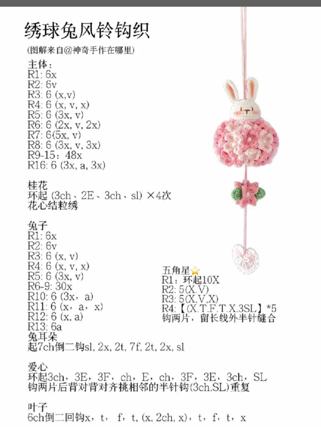 Cute Crochet Bunny and Flower Hanging Decoration Pattern