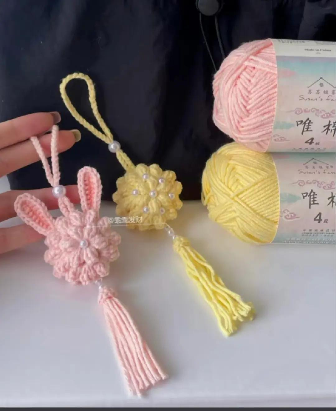 Cute Crochet Bunny and Flower Hanging Decoration Pattern