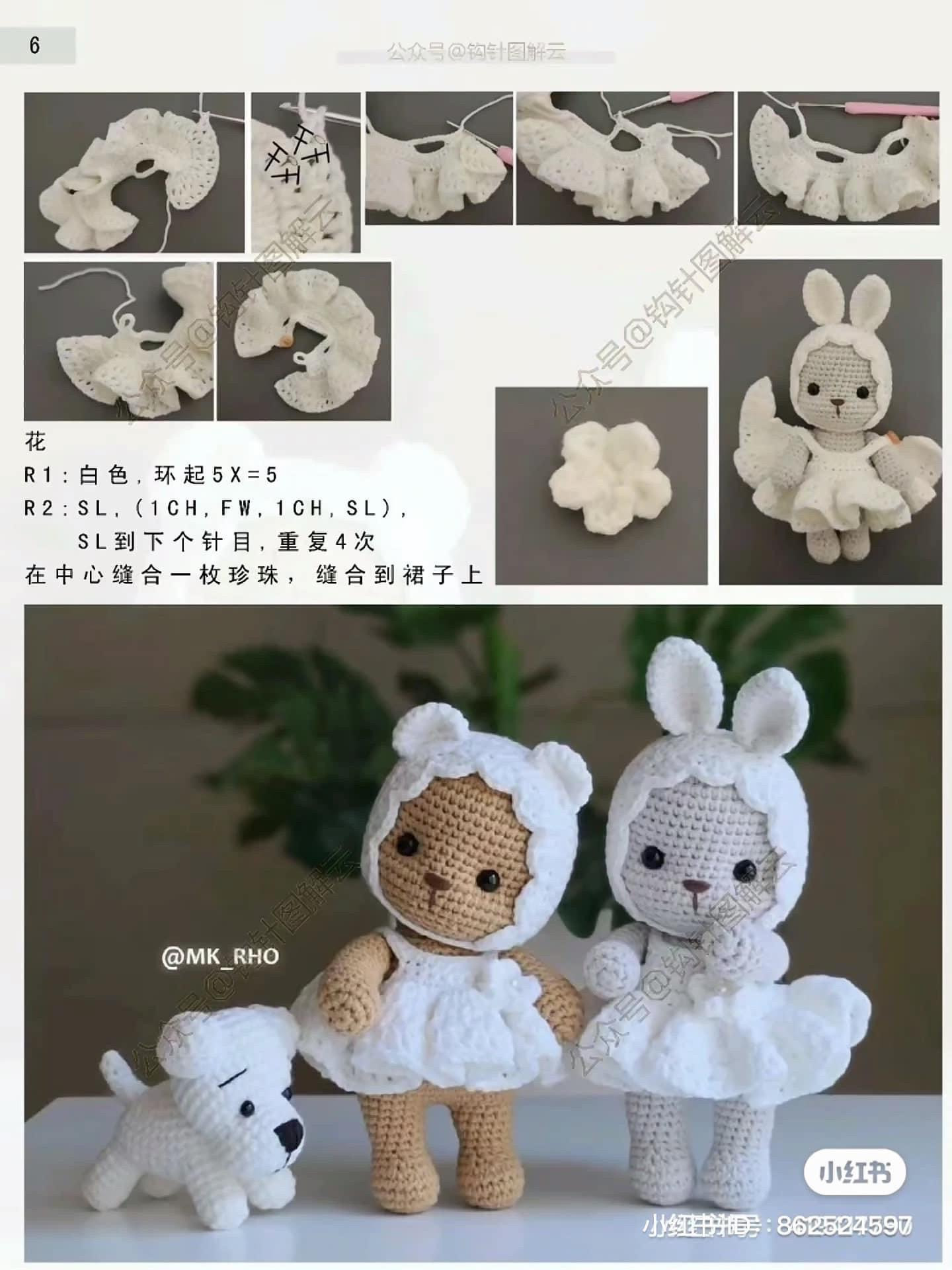 Cute Crochet Bunny Doll in Red Dress Pattern