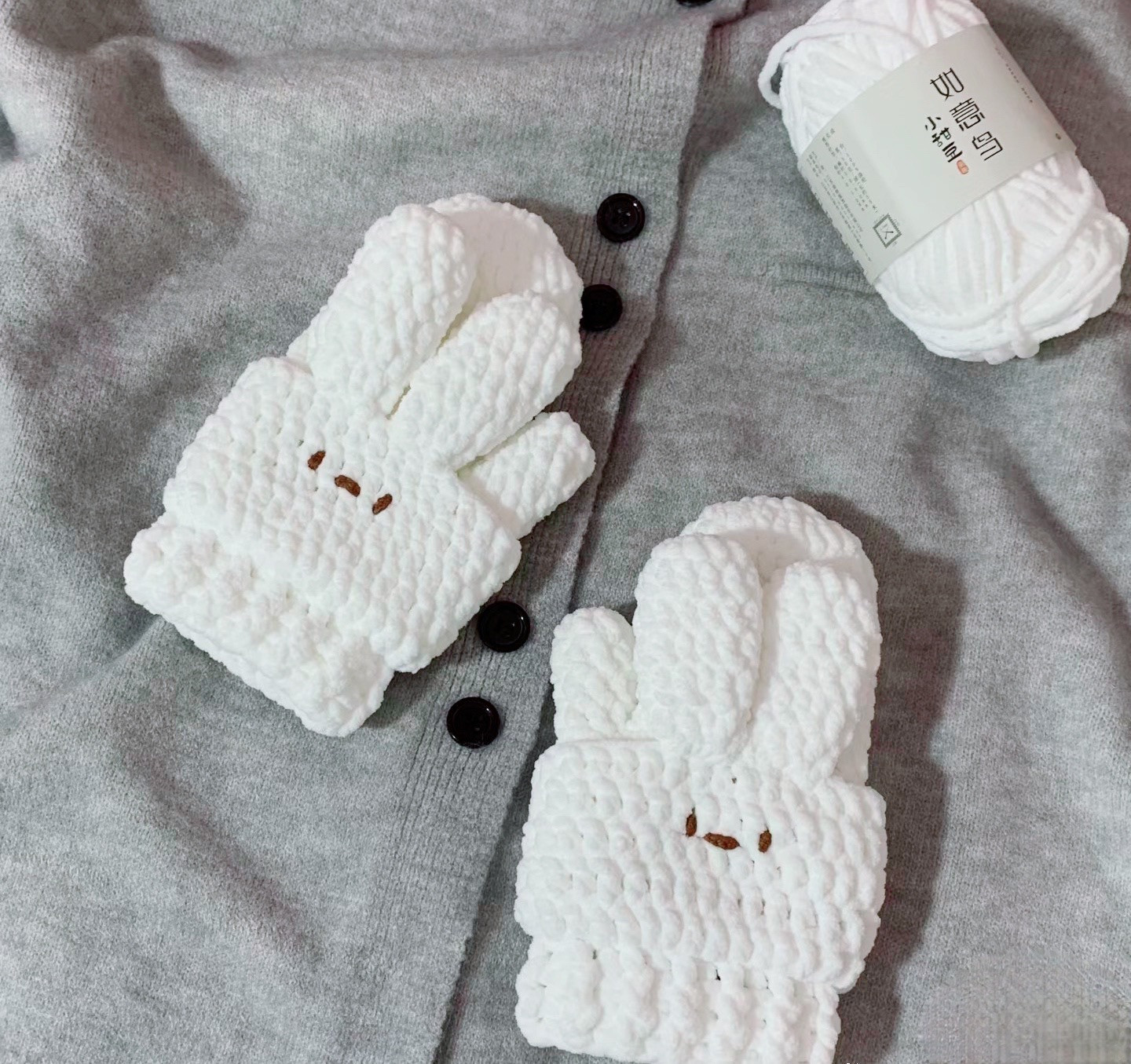 Cute Crochet Bunny Mittens with Soft Yarn