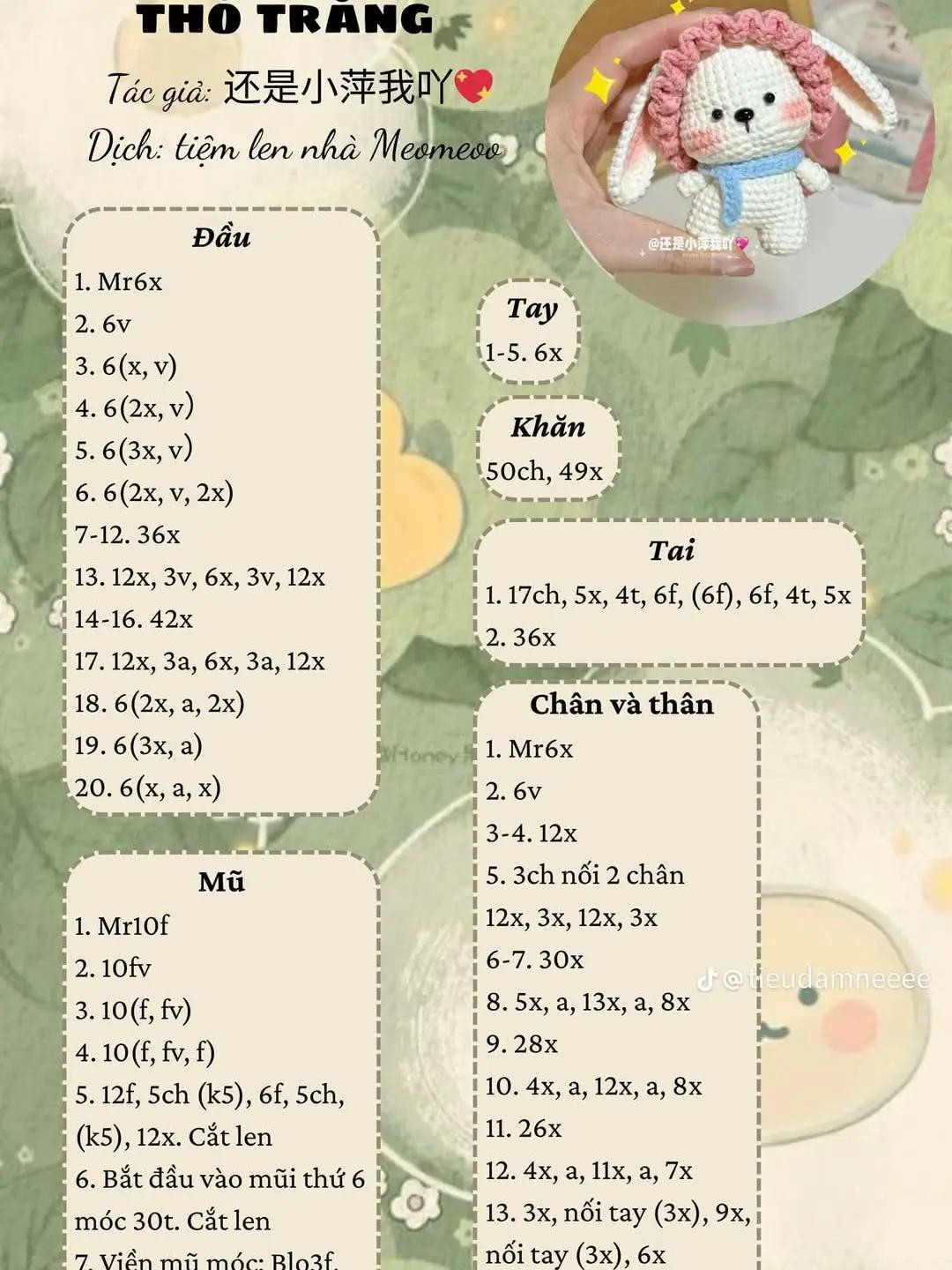 Cute Crochet Bunny with Pastel Yarn and Floral Details