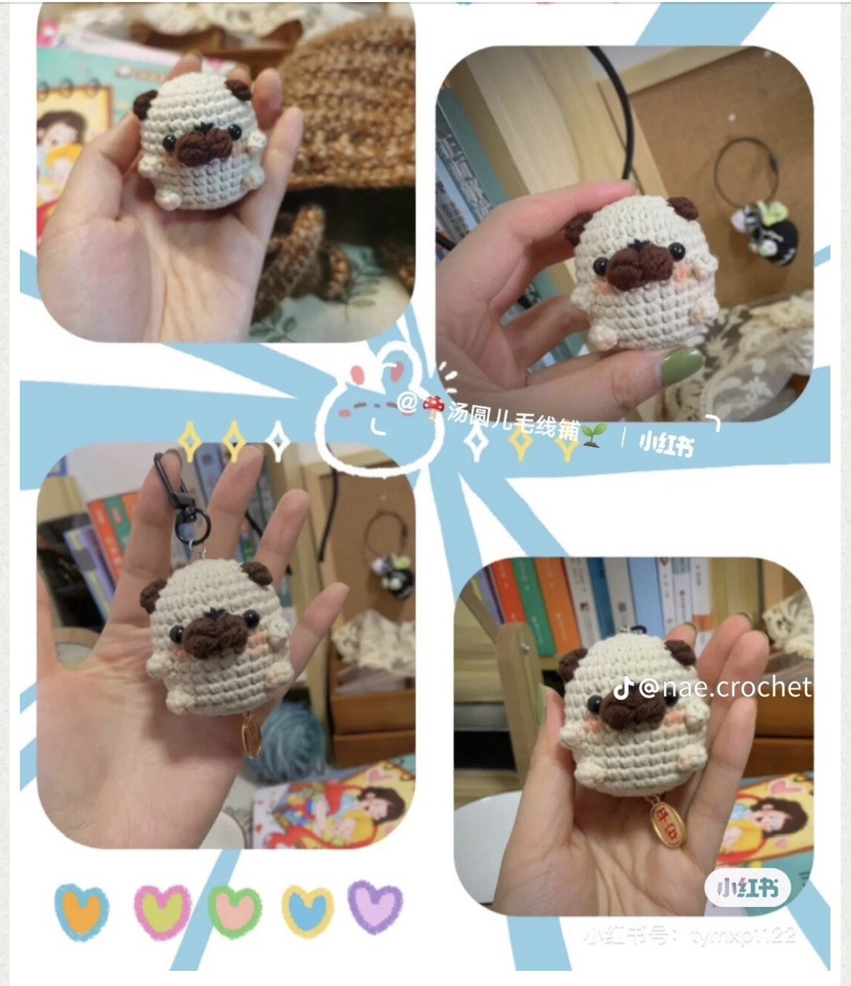 Cute Crochet Cat Keychain with Red Scarf