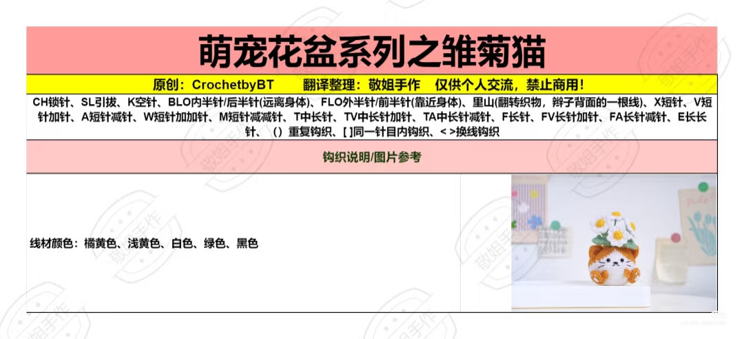 Cute Crochet Cat with Daisies on Top Amigurumi Pattern