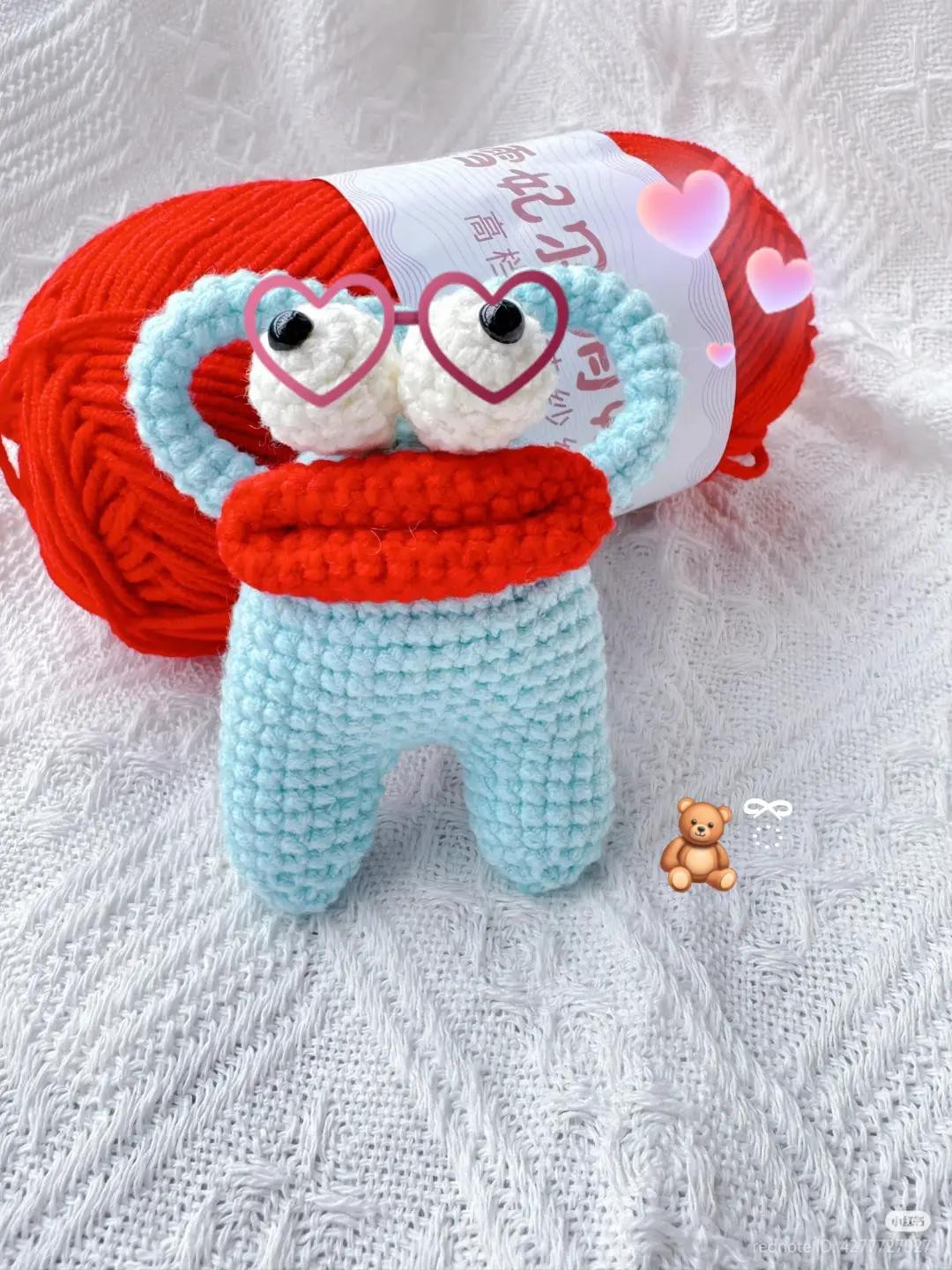 Cute Crochet Creature Pattern with Red Yarn