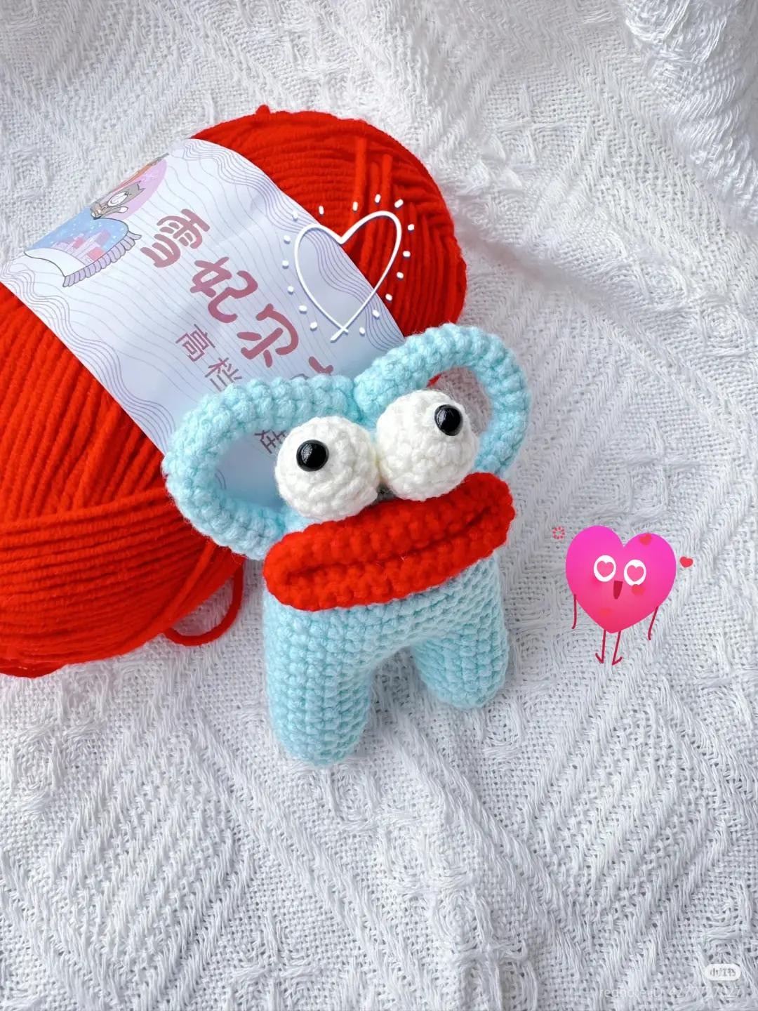 Cute Crochet Creature Pattern with Red Yarn