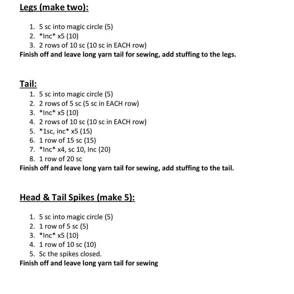 Cute Crochet Dinosaur Plush Toy Pattern for Beginners