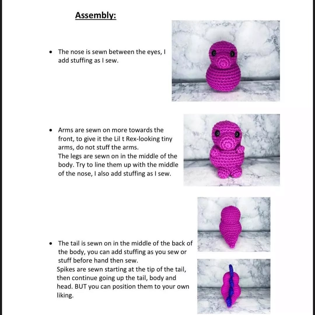 Cute Crochet Dinosaur Plush Toy Pattern for Beginners