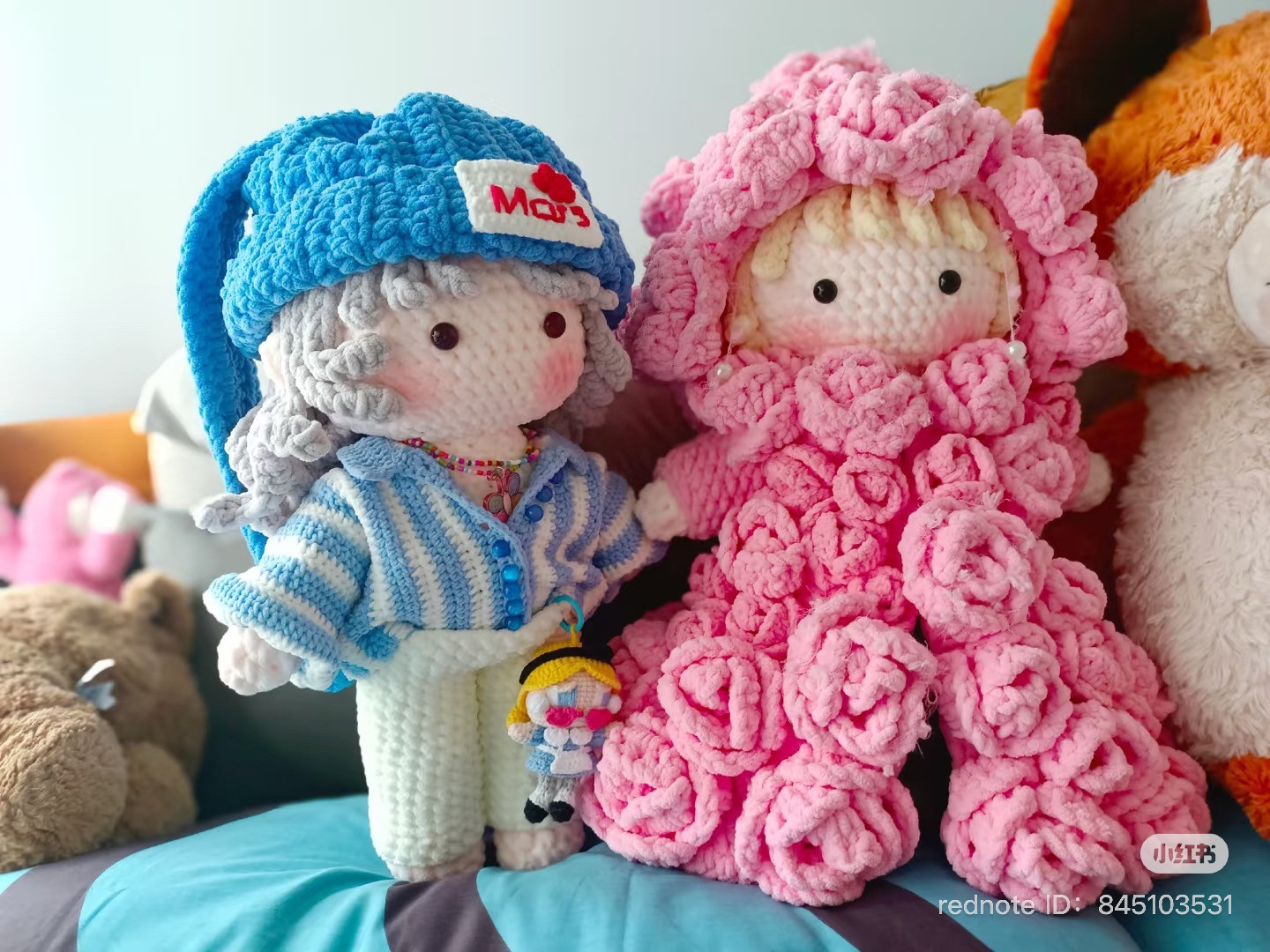 Cute Crochet Dolls with Striped Outfits and Accessories