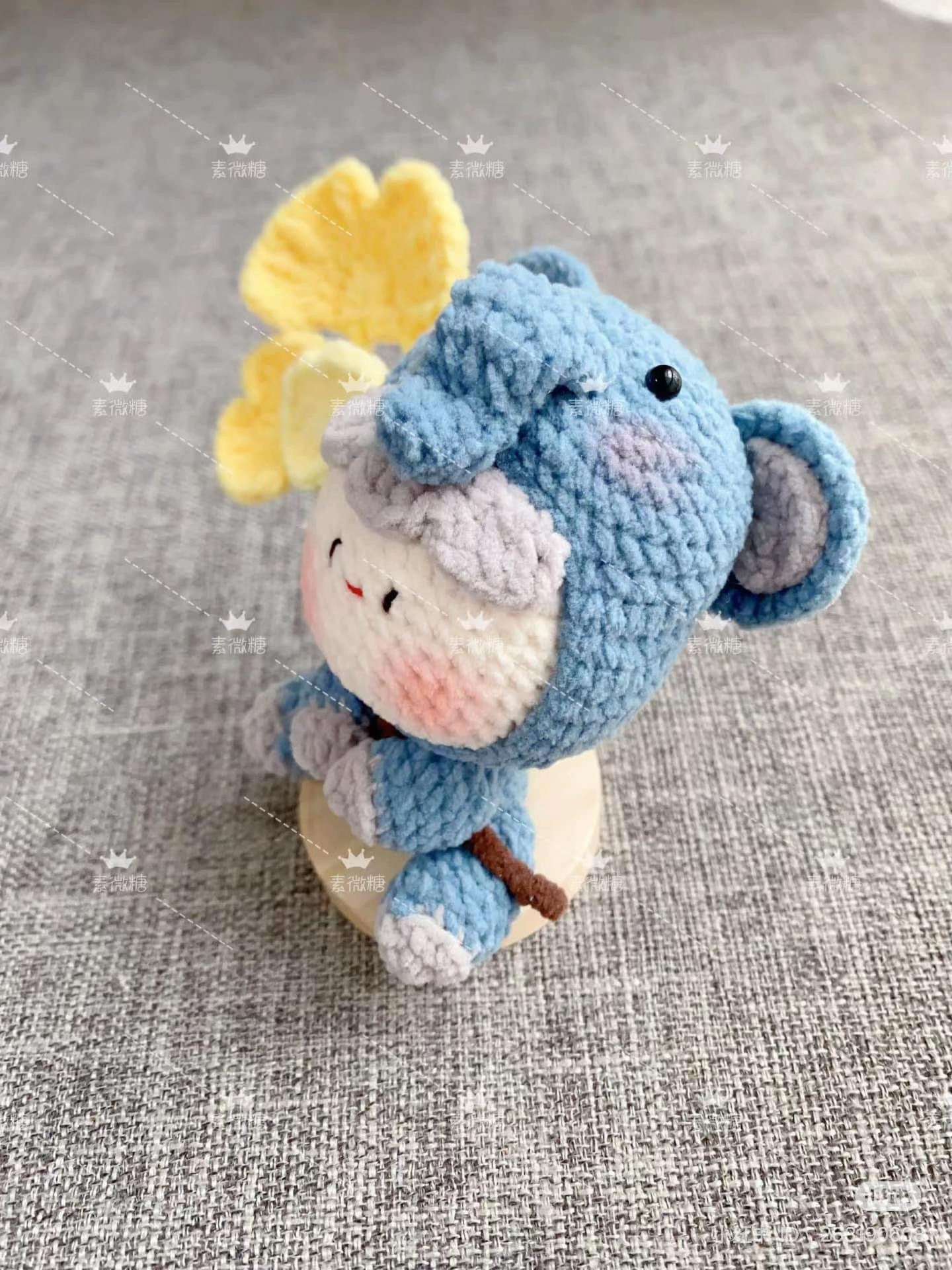 Cute Crochet Elephant with Yellow Flower Pattern