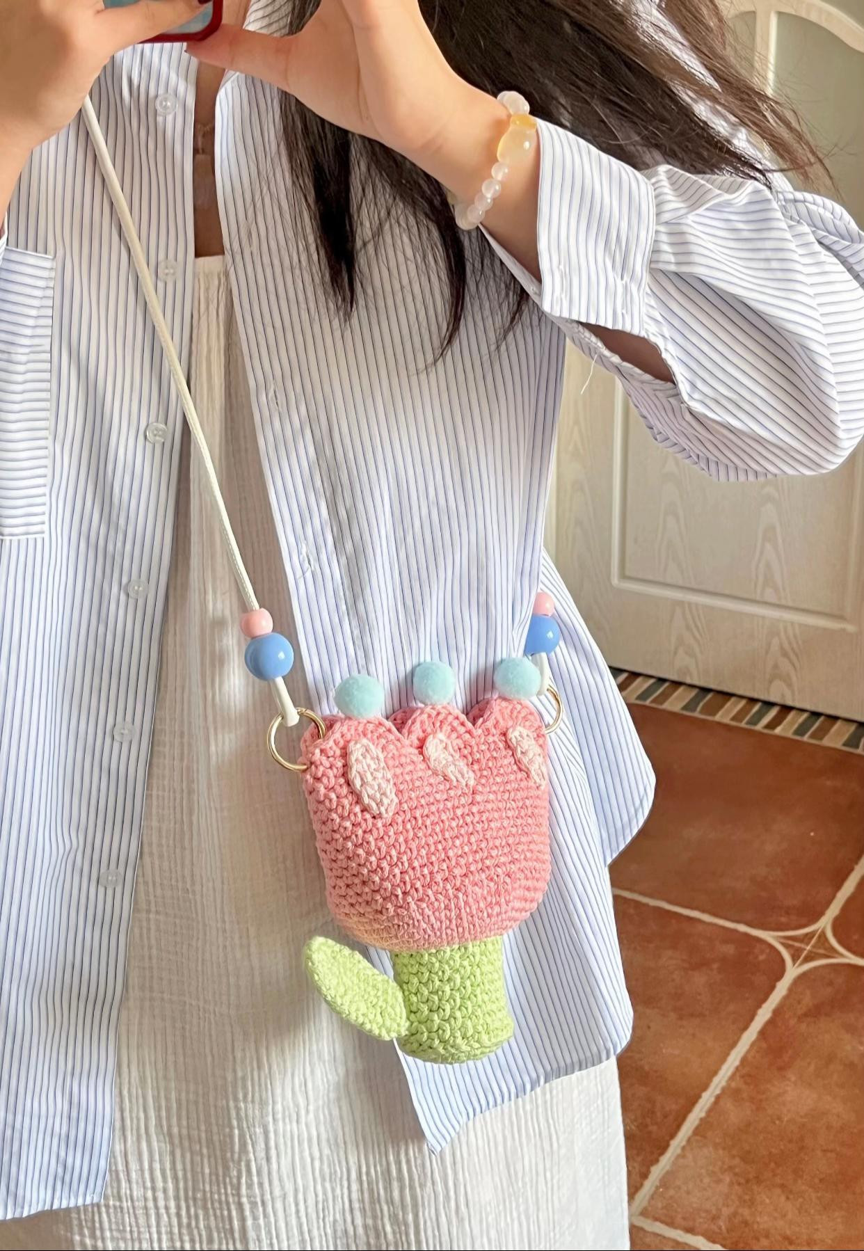 Cute Crochet Flower Bag with Beads for Stylish Outfits