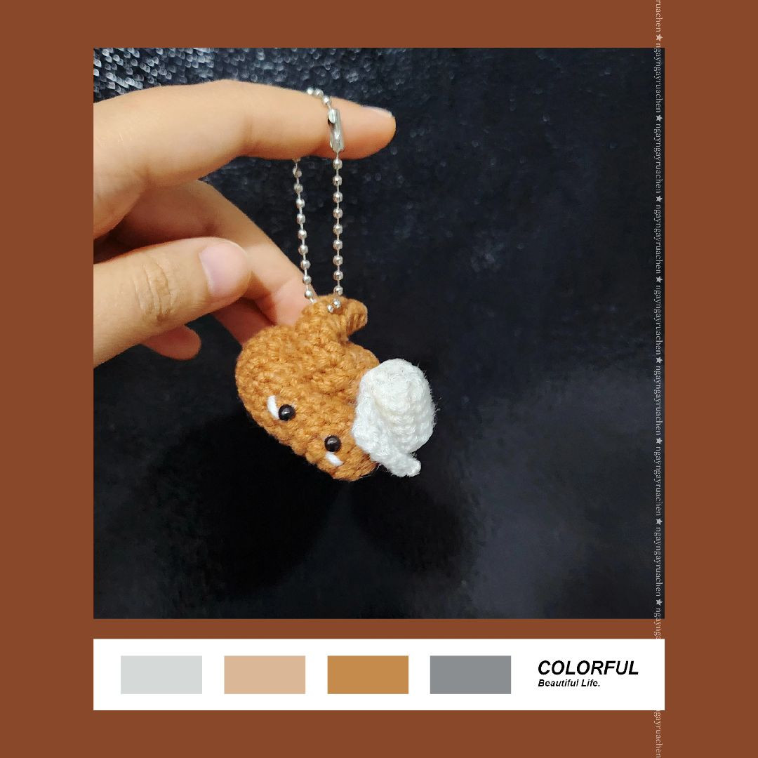 Cute Crochet Keychain: Amigurumi Bear with White Ears