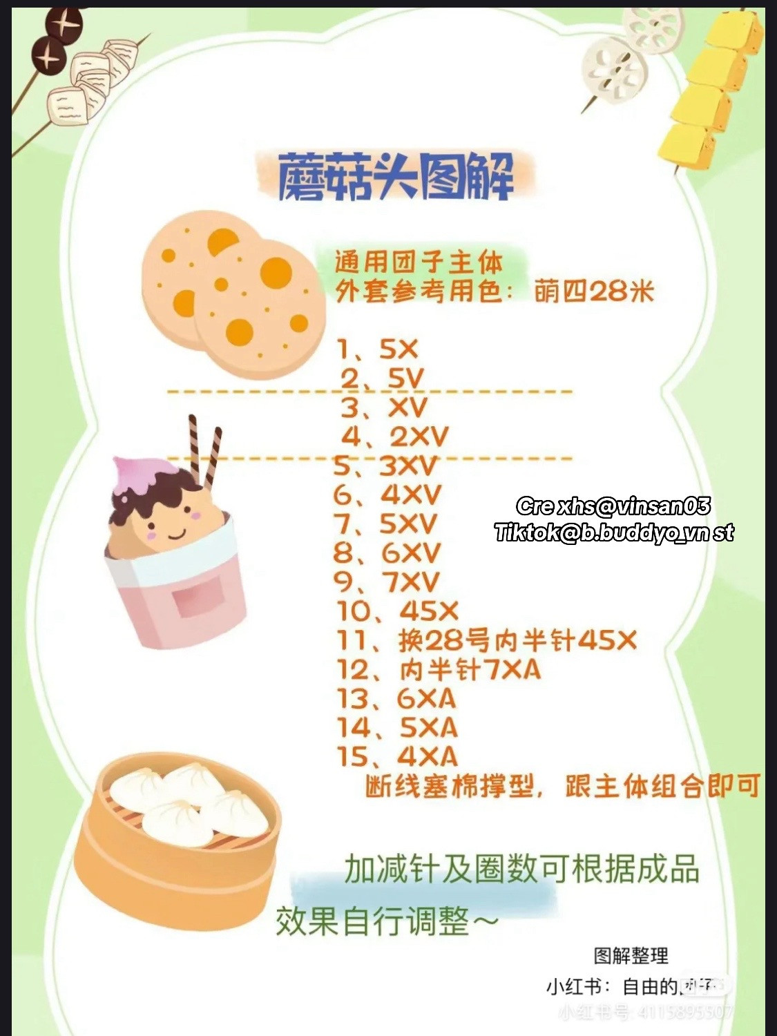 Cute Crochet Mushroom Doll Pattern with Yarn Background