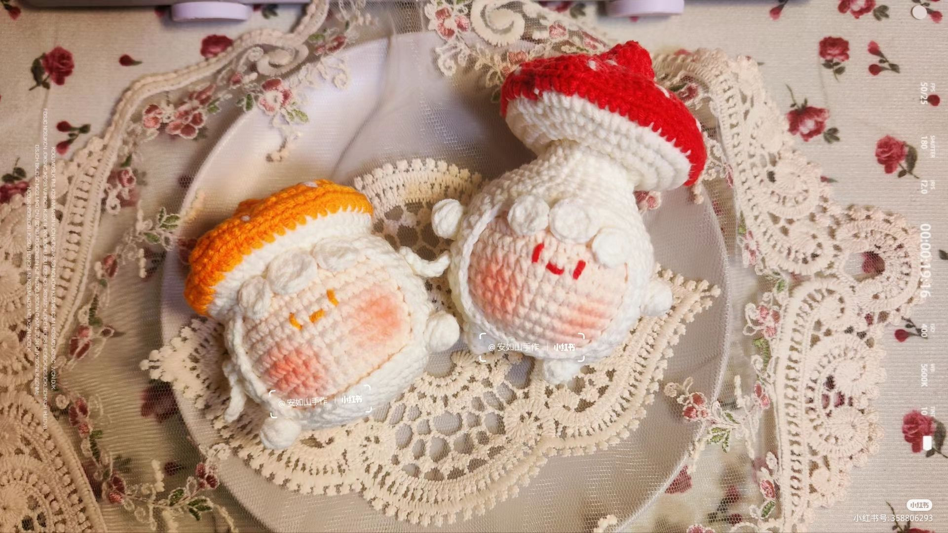 Cute Crochet Mushroom Dolls with Smiling Faces and Colorful Caps