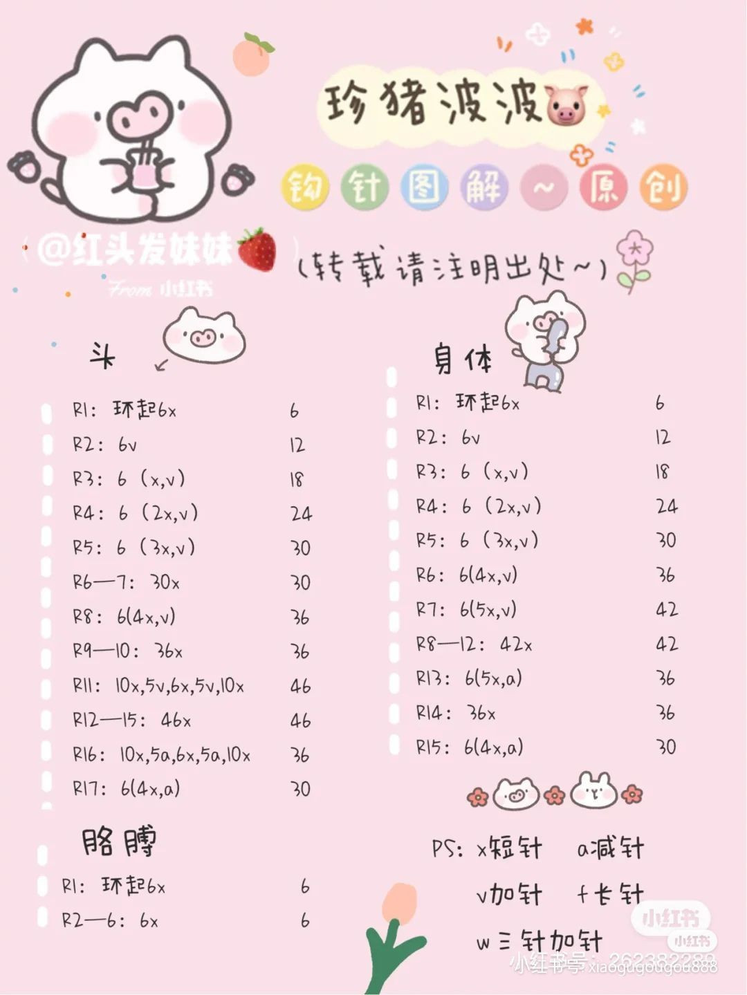 Cute Crochet Pig Amigurumi Pattern with Fruit Outfits