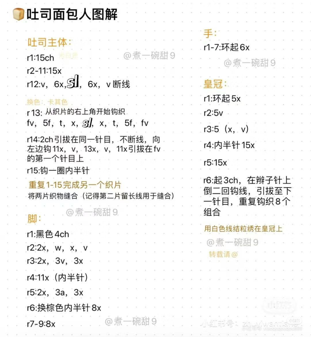 Cute Crochet Toast with Fruit Toppings Amigurumi Pattern