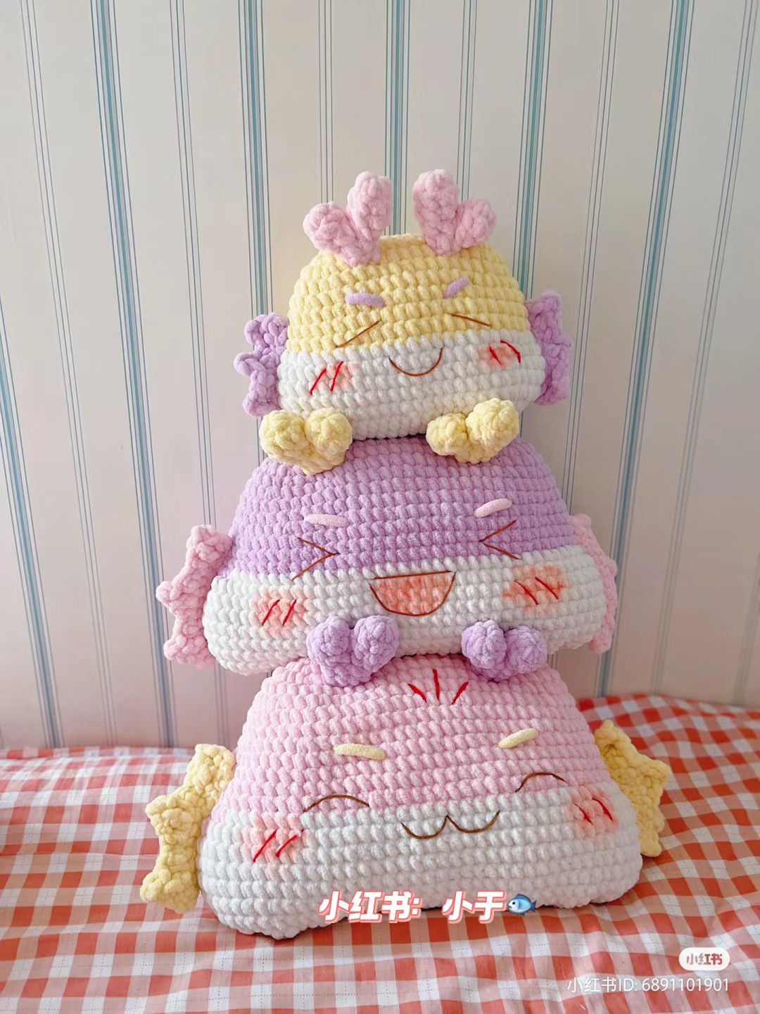 Cute Dragon Crochet Pillow and Cushion Set for Home Decor