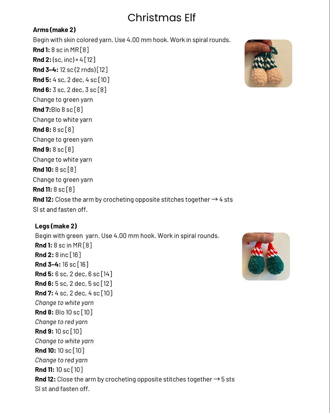 Cute Elf Crochet Pattern for Christmas Amigurumi Project