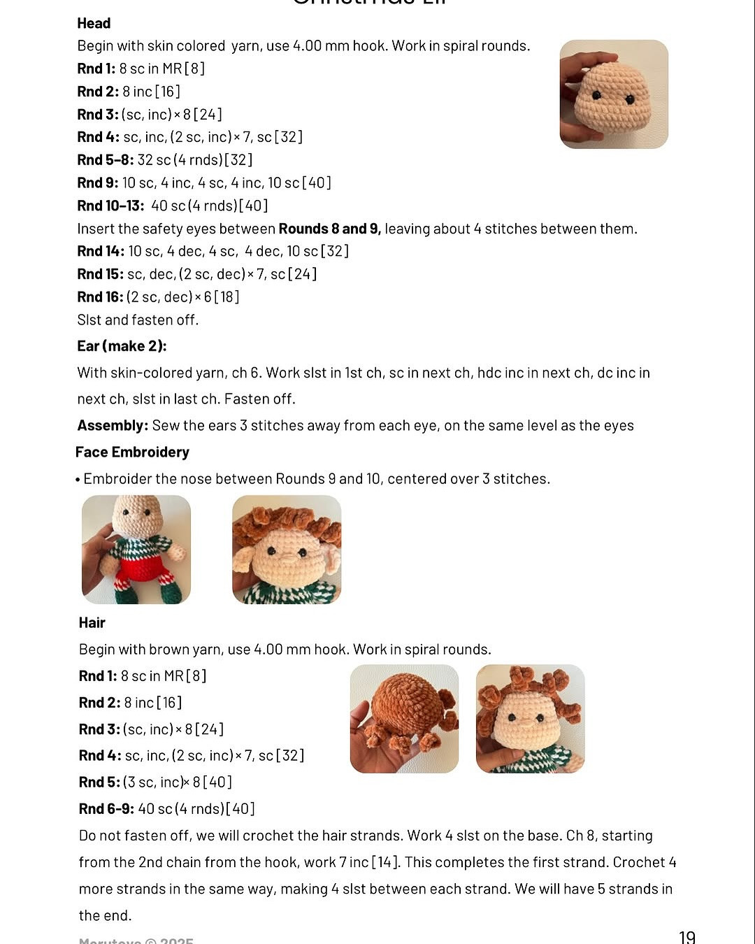Cute Elf Crochet Pattern for Christmas Amigurumi Project