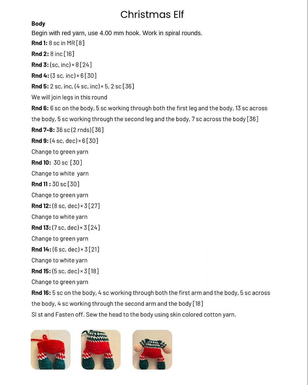 Cute Elf Crochet Pattern for Christmas Amigurumi Project