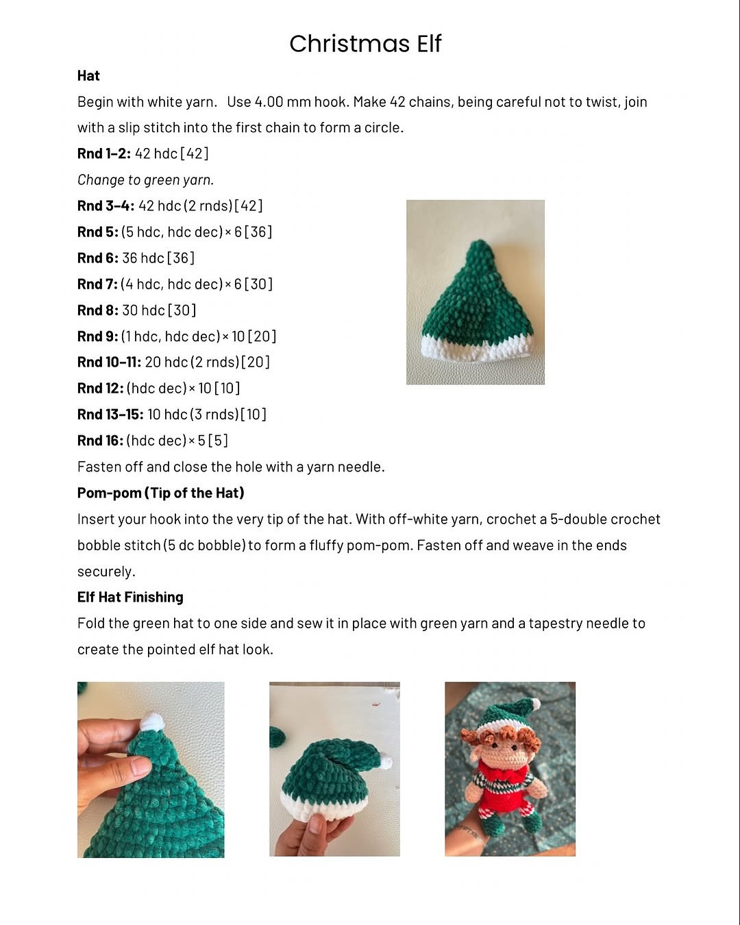 Cute Elf Crochet Pattern for Christmas Amigurumi Project