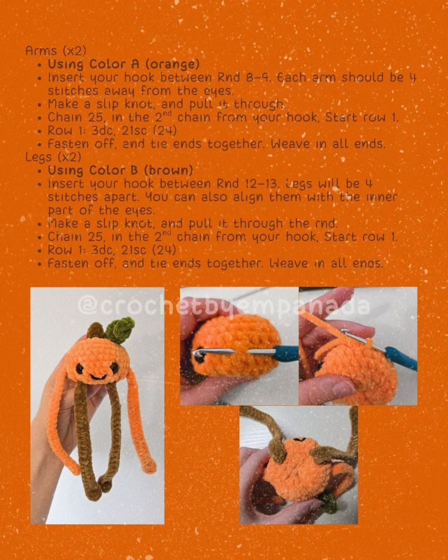 Cute Leggy Pumpkin Free Crochet Pattern Without Sewing