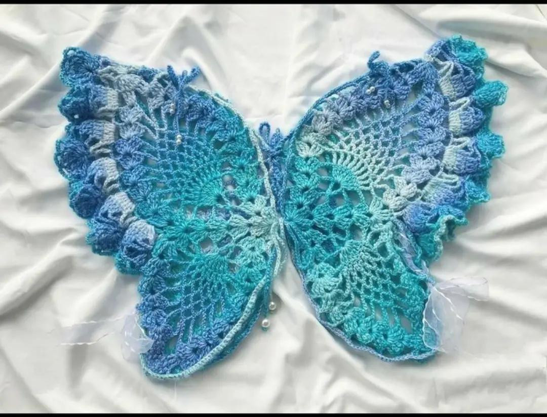 Delicate Crochet Butterfly Wings in Pastel Shades