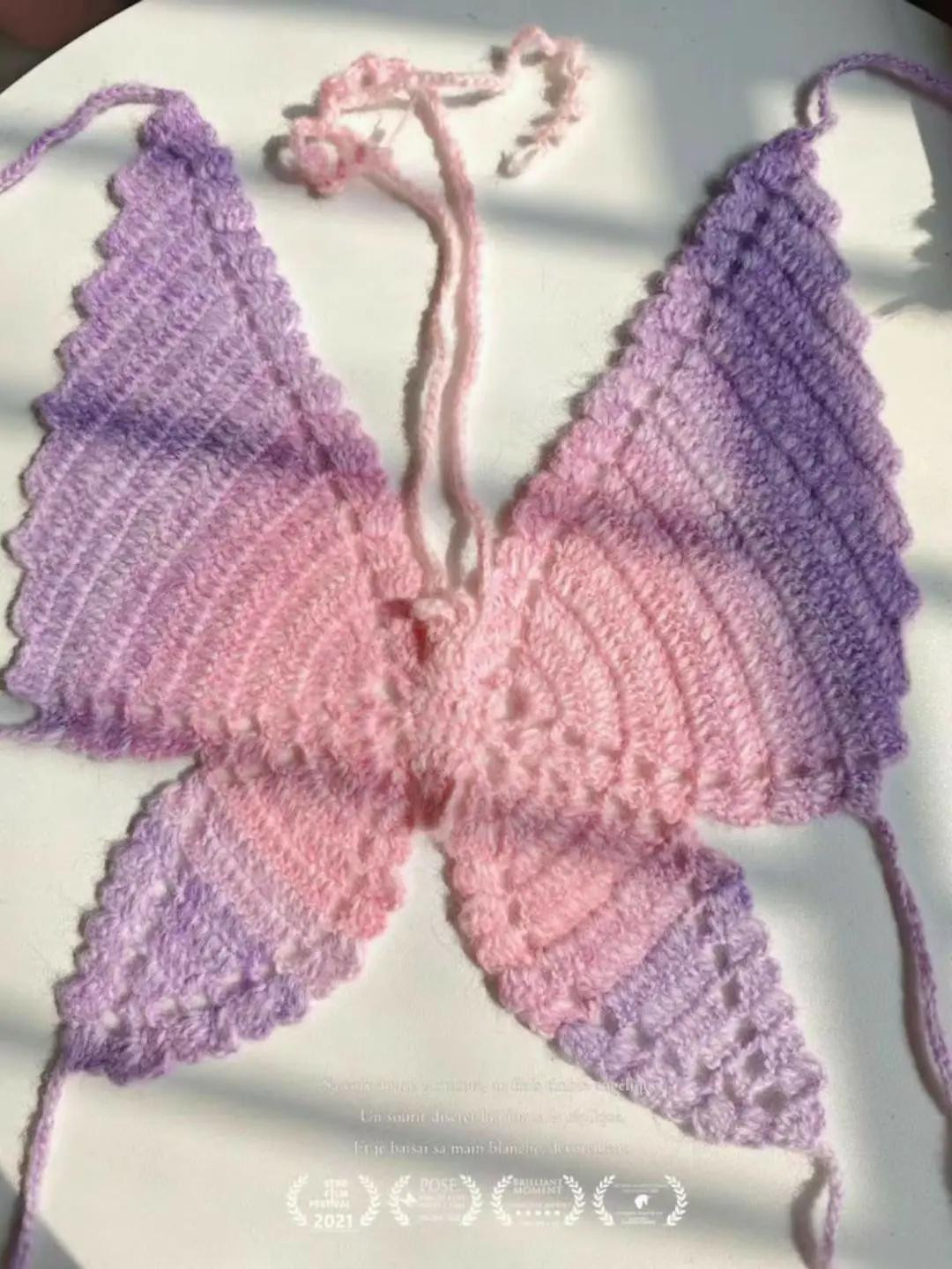 Delicate Crochet Butterfly Wings in Pastel Shades