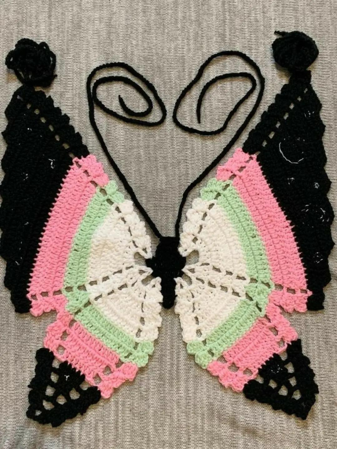 Delicate Crochet Butterfly Wings in Pastel Shades