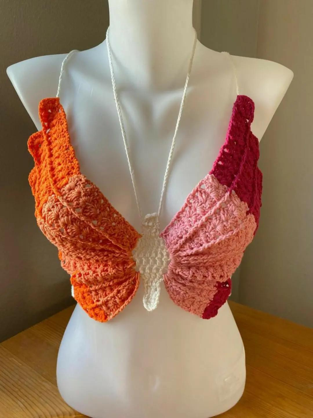 Delicate Crochet Butterfly Wings in Pastel Shades