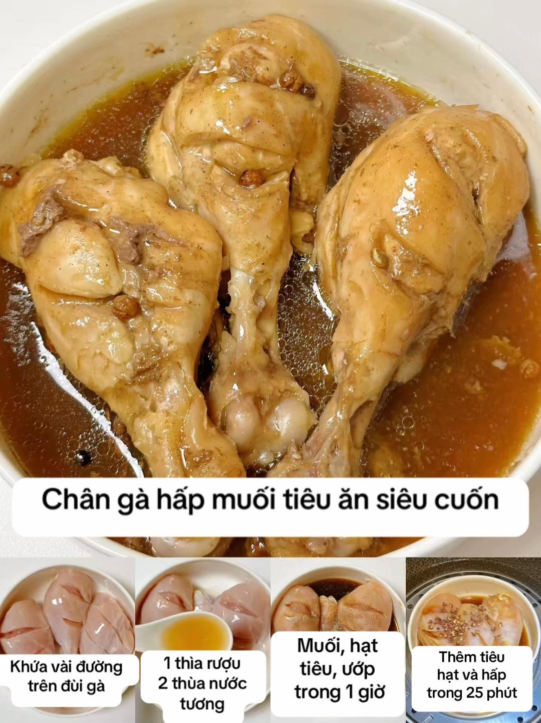 Đùi gà hấp dẫn với nước sốt đậm đà và rau củ tươi ngon