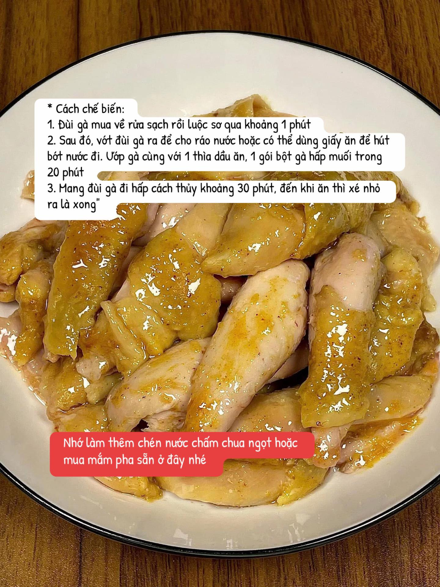 Đùi gà hấp thơm mềm, vị ngọt tự nhiên