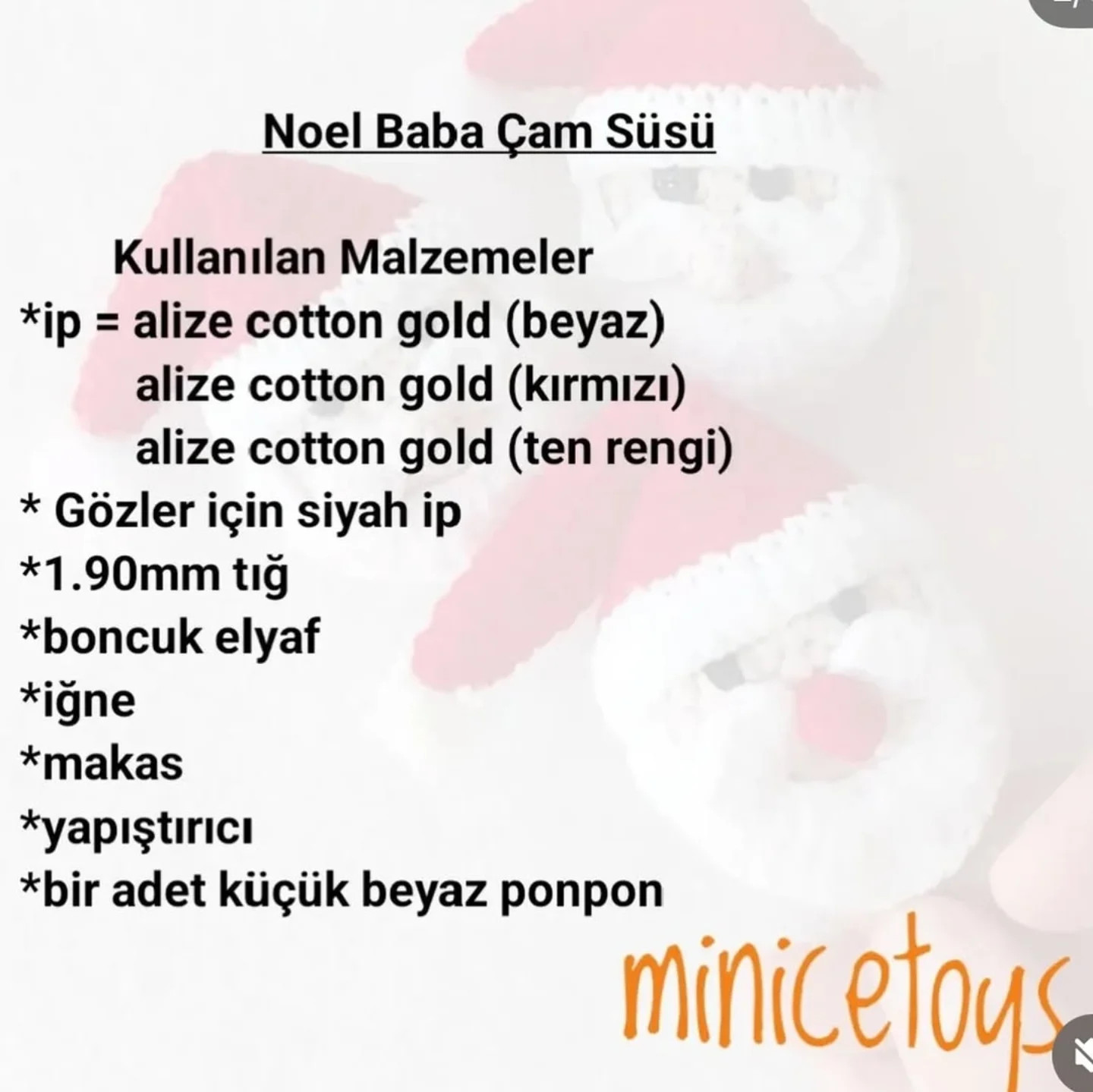 El Yapımı Noel Baba Süsü İçin Kolay Tığ İşi Tarifi