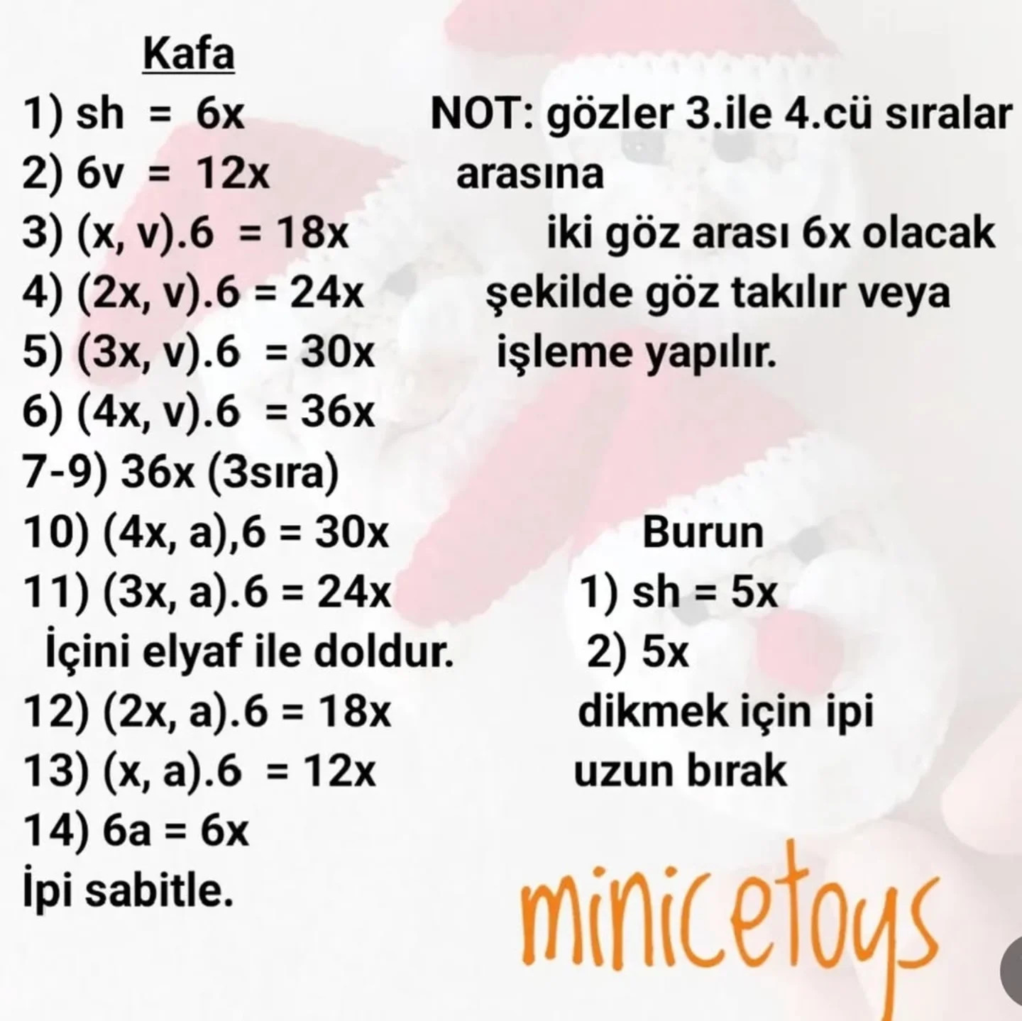 El Yapımı Noel Baba Süsü İçin Kolay Tığ İşi Tarifi