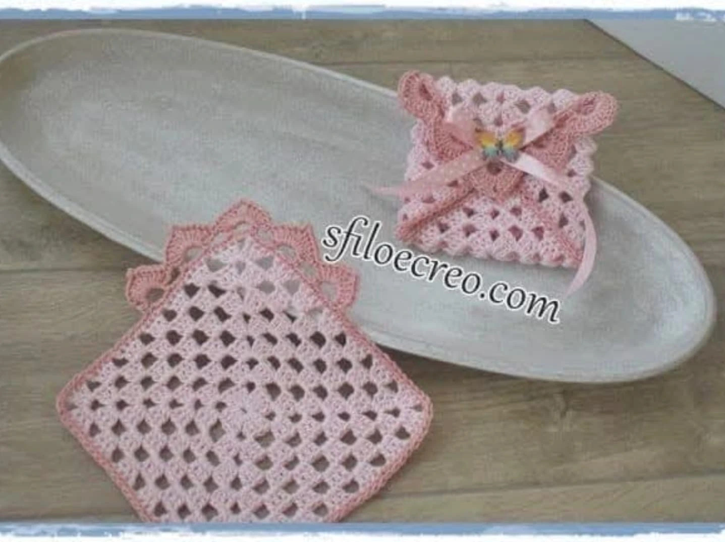 Elegant Crochet Lace Doily with Decorative Ribbon