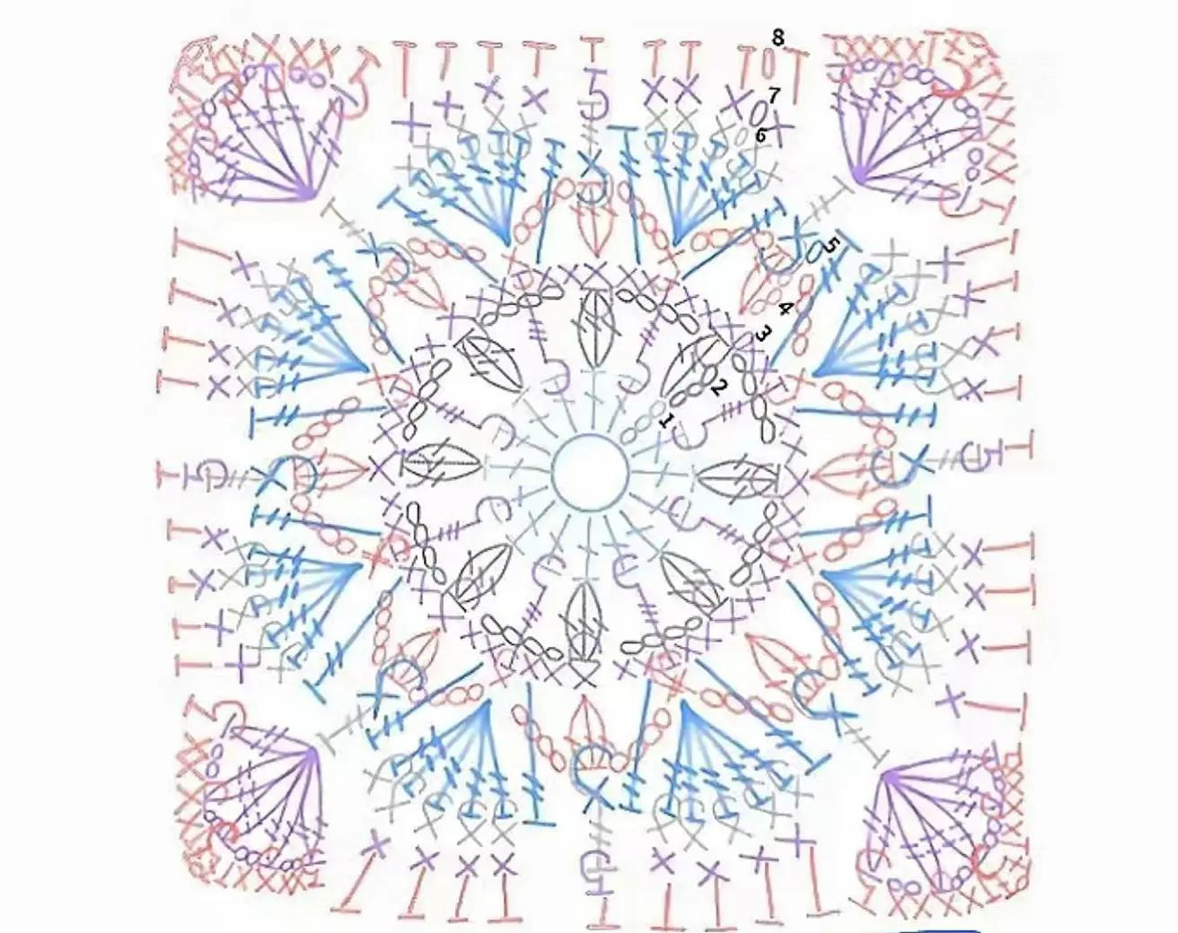 Elegant Crochet Square Pattern with Floral Design