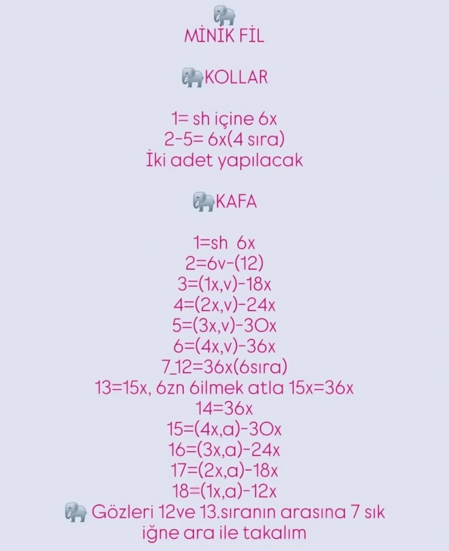 Fil Amigurumi Ücretsiz Tarif ile Renkli Fil Ailesi