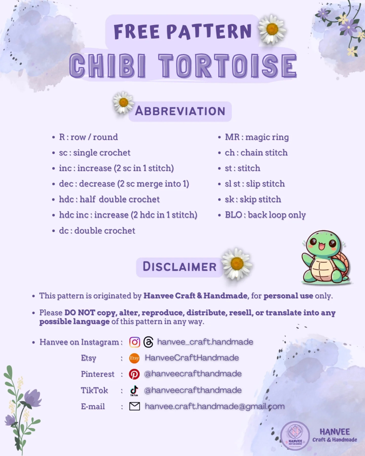 Free Crochet Pattern: Cute Chibi Tortoise Amigurumi Design