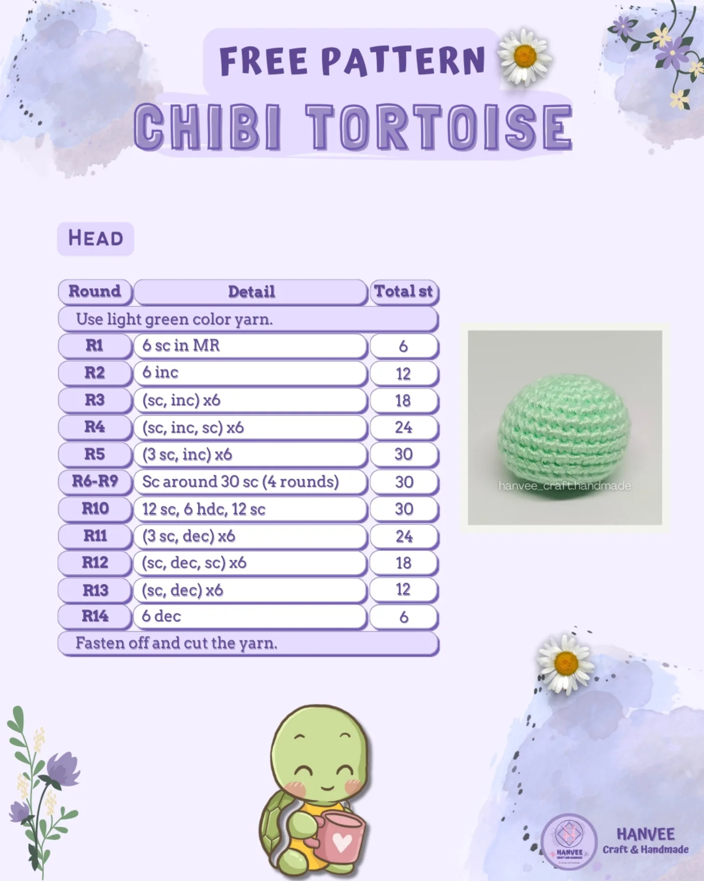 Free Crochet Pattern: Cute Chibi Tortoise Amigurumi Design